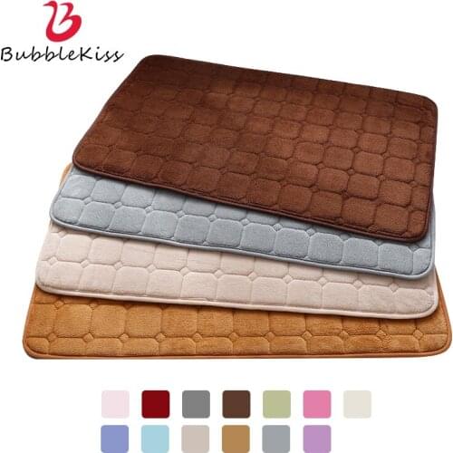 Bubble Kiss 16 Colors Coral Velvet Carpets Thicken Bedroom Kitchen Floor Doormat Entrance Entry Home Decor Absorbent Plaid Rugs