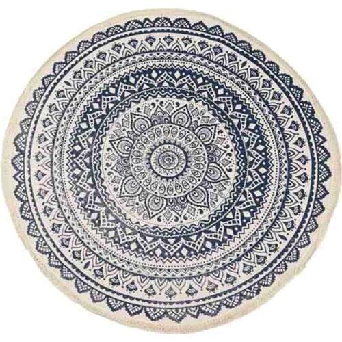 Retro Style Round Carpets Bathroom Anti Slip Mats Living Room Sofa Floor Mat Table Area Non-Slip Rugs Home Decor Doormat-ABUX