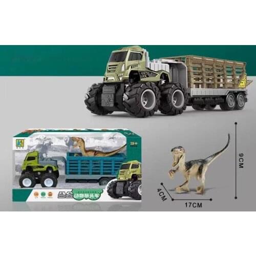 1:43 Alloy Toy Car Model Four-Wheel Drive Inertial Trailer Animal Transporter Gift for Kids Children NSV