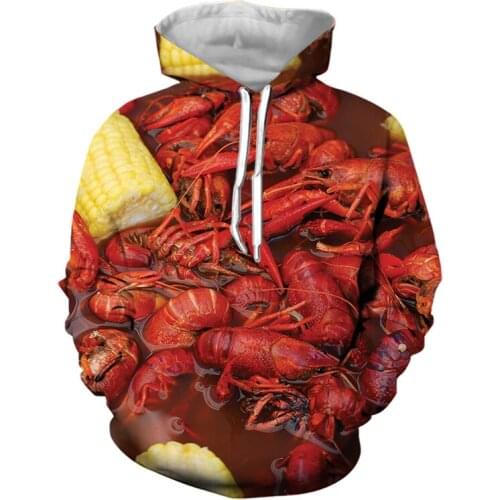 JUMEAST 3D Crayfish Printing Men’s Hoodies Polyester Spandex Soft Hoodies Men Long Sleeve Spring Hoodies Funny 3D Hoodies
