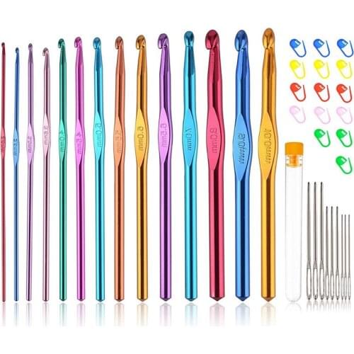 38 PCS Ergonomic Crochet Hook Set, Multicolor Aluminum Crochet Hooks, Professional Crochet Needles for Crocheting