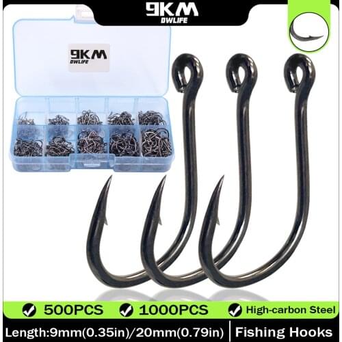 Fishing Hooks Set 250~1000Pcs High Carbon Steel Worm Pond Fishing Hooks Saltwater Fishing Accessories Premium Strong Sharp Barbs