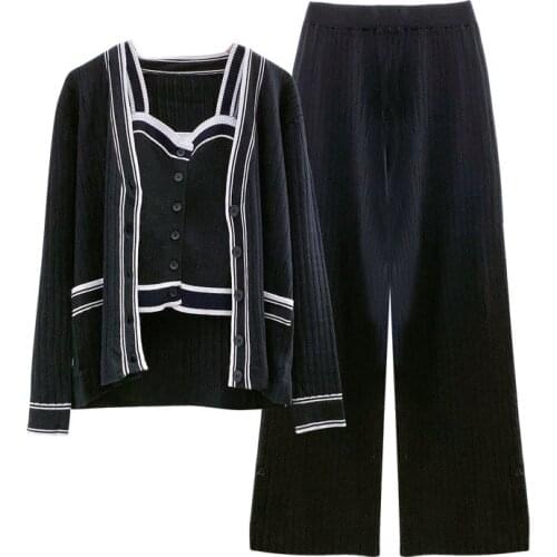 Autumn New 3PCS Pajamas Set Knitting Sleepwear Women Lounge Wear Casual Home Clothes Soft Nightwear Pyjamas Intimate Lingerie