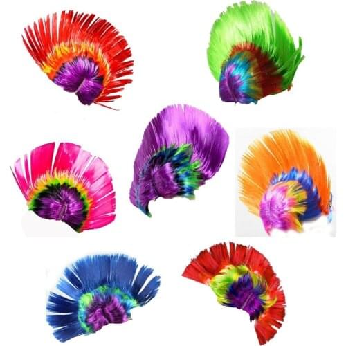 Unisex Mohawk Hair Wig Mohican Punk Rock Fancy Dress Cosplay Party Costume Wigs