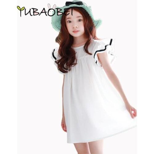 Baby girls dress 2019 Summer White Beach Dress Ruffle Fly Sleeve Dresses For Kids Cute Korean Toddler Teens Children Clothing