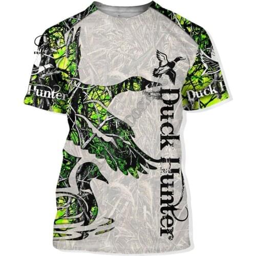 PLstar Cosmos Animal Hunter Duck Hunting Camo Dog 3D Printed women for men Summer Casual Tees Short Sleeve T-shirts style-1