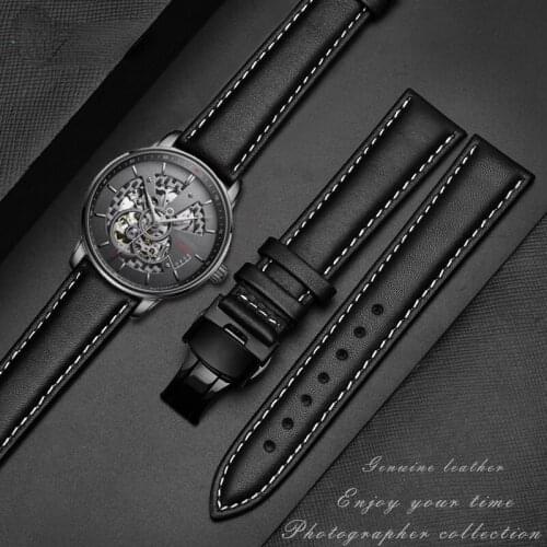 Fashion Genuine Leather Watch Strap Substitute for Fiyta Photographer Series King Seagull Lobinni Watch Band 18 20mm WatchBands