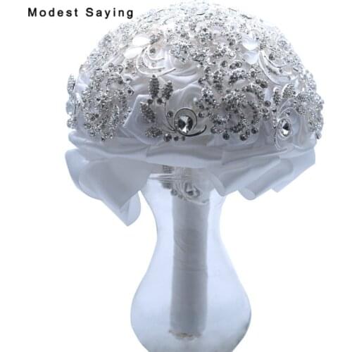 Luxury Shiny Artificial Flowers Sparkly Wedding Bouquets 2018 with Rhinestone Bridal Bridesmaid Bouquets Wedding Accessories