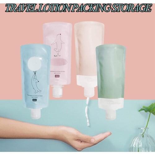 Squeezable Travel Empty Bottle Sampoo Lotion Packing Bag Portable Liquid Storage Bag Reusable Lotion Refillable Bottles 90ml