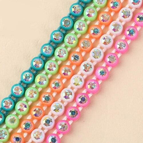 Taidian SS6 AB Plastic Rhinestone Trimming For Bead work Rhinestone banding roll 10 yards/lot