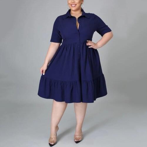 Formal Dress Women Elegant Plus Size Solid Turn Down Collar Single Breasted High Waisted A Line Fashion Evening Party Vestidos