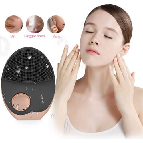 IGRG Electric Ultrasonic Wireless-charging Facial Cleansing Brush Silicone Rechargeable Face Waterproof Massager with Photon 40
