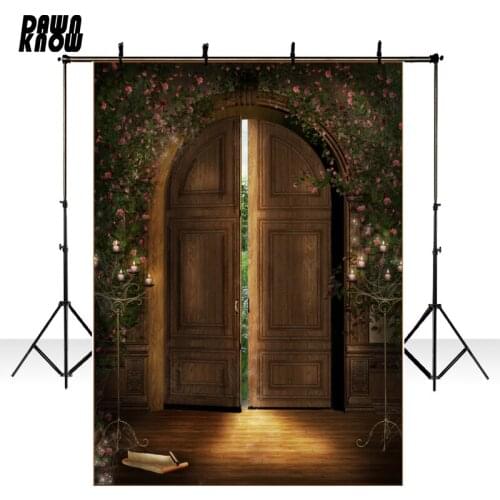 DAWNKNOW Fairy tales For Children Vinyl Photography Background Flower Door Polyester Backdrop For Photo Studio Props F1637