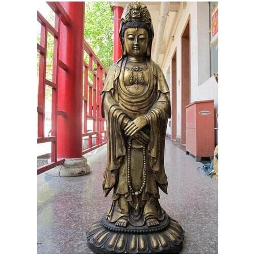 Xd 003018 Tibet Tibetan Folk Temple Bronze Gild Kwan Guan Yin Bodhisattva Buddha Statue