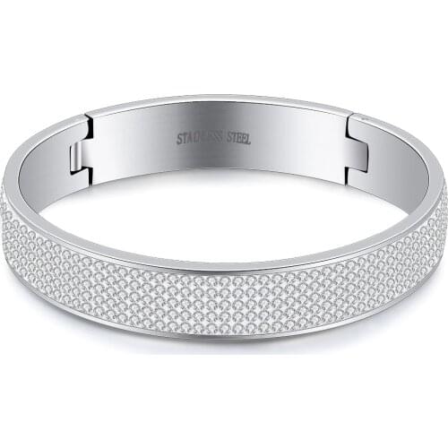 Wholesale Price Clear Color Crystal Custom Jewelry Stainless Steel Bangles Wedding/Engaement Bangle