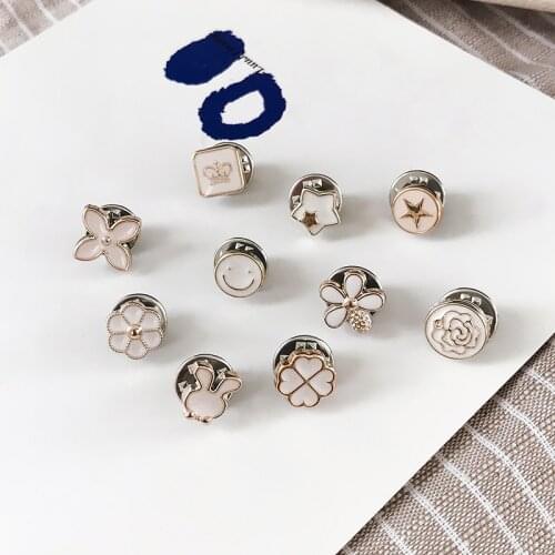 10pcs Button Brooch Set Imitation Pearl Rhinestones Pin Coat Clothes Accessories Gift Prevent Exposure Brooches for Women 2019
