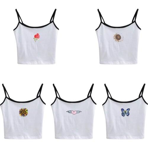Women Print Tank Top Stylish Sleeveless Tops Ladies White Sleeveless Camisole Short Tops Female Outfits Casual Streetwear