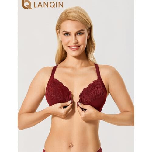 Womens Front Closeure Full Figure Plus Size Lace Underwire Bra