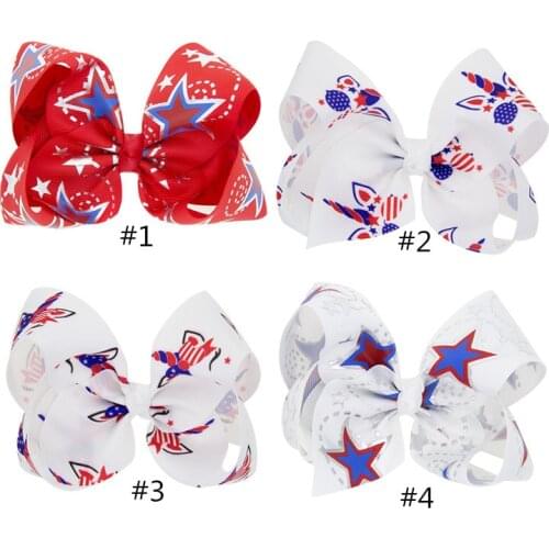 20pcs/lot, 2019 New July 4th Girls 12*7cm Ribbon with clip Hair Bow Kids Barrette DIY Hair Accessories For Kids Hair Clip