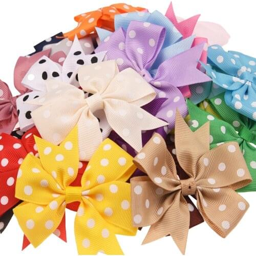 23PCS 8cm Dot Ribbon Bows No Hairclips Cute Hair Accessories Boutique Headwear Accessories No Hair Bows Barrette for Headband