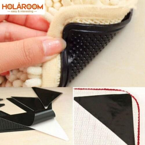 4PCS Rug Grippers Anti-Slip Washing Reuse Curling Rug Grippers Keeps Your Rug in Place Makes Corners Flat Anti Slip Rug Grippers