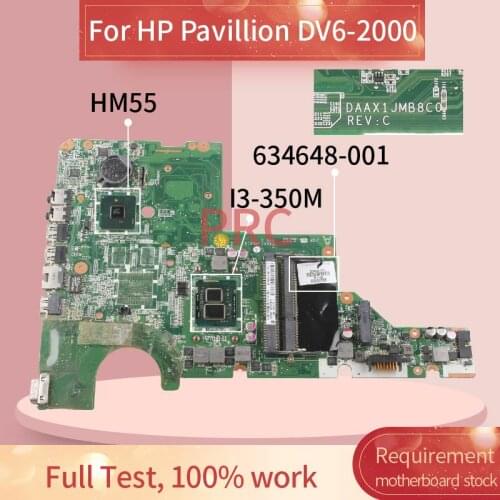 634648-001 634648-501 For HP Pavillion DV6-2000 Notebook Mainboard DAAX1JMB8C0 DDR3 Laptop Motherboard