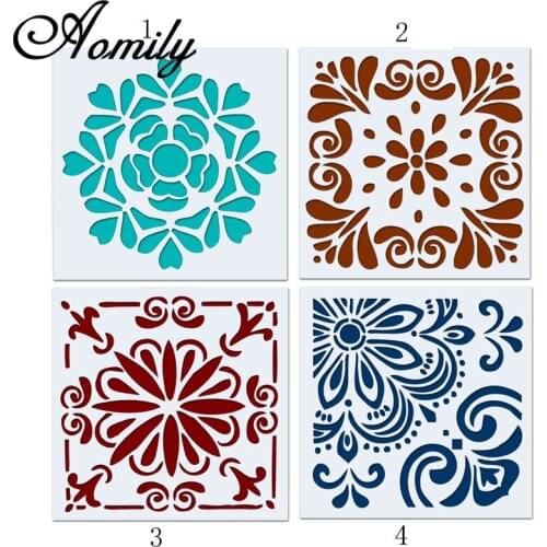 Amoliy 4pcs Cake Stencils Flower Spray Stencils Icing Sugar Decorating Stencil Pattern Printing Pastry Baking Tools for Cakes