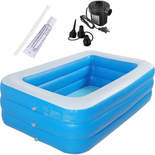 1.3/1.5/1.8/2m Kids Thickened Inflatable Pool Double Three Layer Swimming Pool Large Family PVC Square Floating Swimming Pool