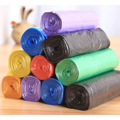 Behogar 100pcs Garbage Bags Flat Top Type Storage Bag For Home Waste Trash Bags Kitchen Point-off Disposable Color Garbage Bags