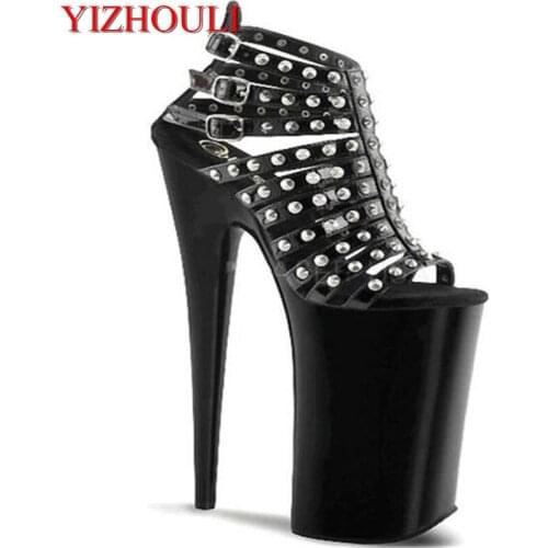 Rivet decoration Sexy fashion, 20cm Super High-heeled Platform Pole Dance Performance Inch Wedding Sandals