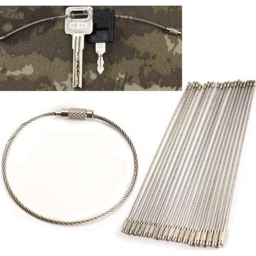 20Pcs/set Cable Keychain Stainless Steel 150mm Wire Keychain Cable Key Ring for Outdoor Hiking Camping Climbing Accessory New