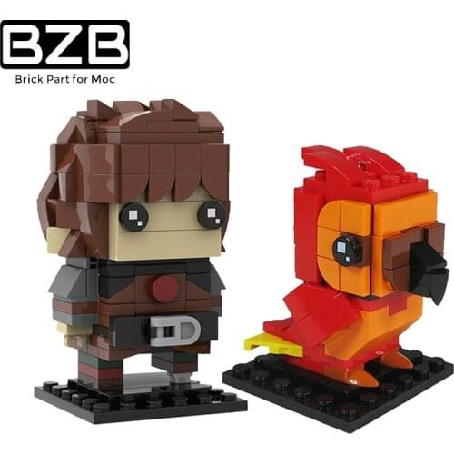 BZB MOC National Geographic Animal Parrot Fawkes Dragon Knight Creative Building Block Model Kids Toys Boys DIY Best Gifts