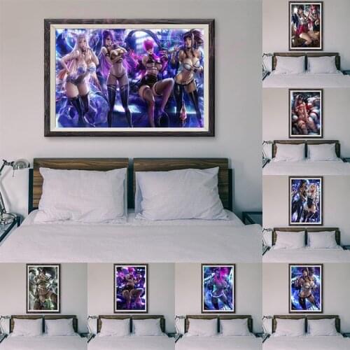 CH40 Anime Girl Cute Sexy Comic Akali Tatt Evelynn Custom Silk Poster Home Deco Wall Art Christmas Gift