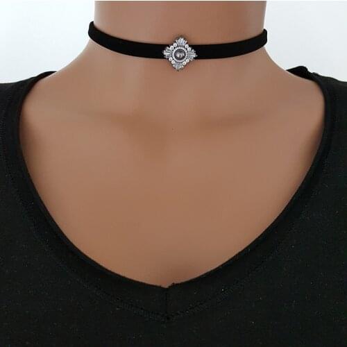 Black Pearl Choker Necklace Snowflake Choker Minimal Choker 925 Sterling Silver for Woman Made in TURKEY