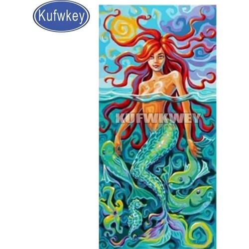 Decorative painting Mermaid artwork diy puzzle 5d diamond painting square drill round diamond Mosaic embroidery Home Wall Decor