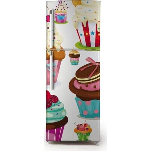 DIY Fridge Sticker Cupcake Pattern Refrigerator Dishwasher Door Wrap Kitchen Wallpaper Accessories Modern 3d Wall Stickers