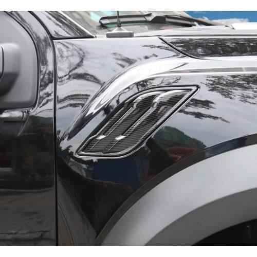 For Ford Raptor F150 2017 2018 2019 2020 ABS Carbon Fiber Grain Stick-on Side Fender Vent Outlet Cover Trim Car Accessories