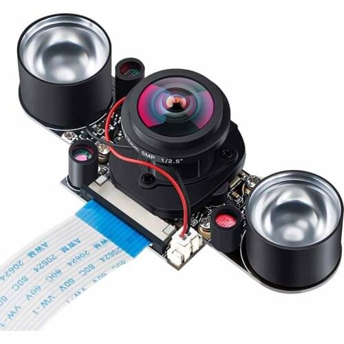 For Raspberry Pi Camera IR Fisheye Wide-Angle 150-160 Degree 5MP OV5647 Webcam Automatically Switching Day-Vision