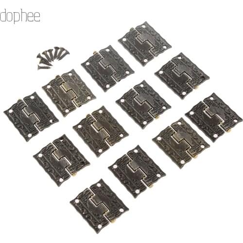 Dophee 12/30pcs Antique Hinge Bronze Gold Decoration Door Hinges For Wooden Cabinet Vintage Jewellery Box Furniture Hardware
