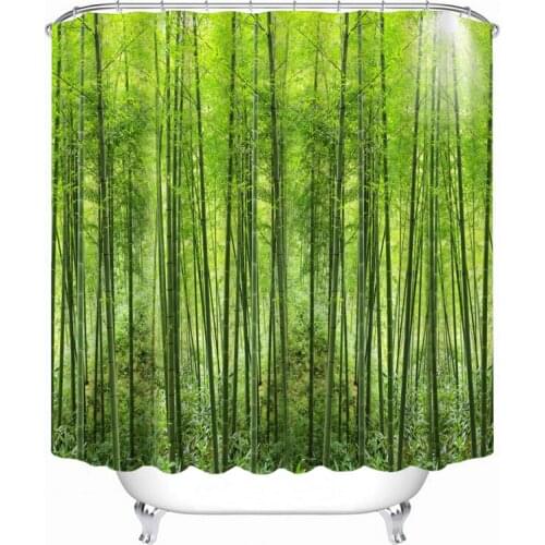 Shower Curtains Bamboo Forest and Sunshine Pattern Bathroom Curtain Waterproof Thickened Bath Curtain Customizable