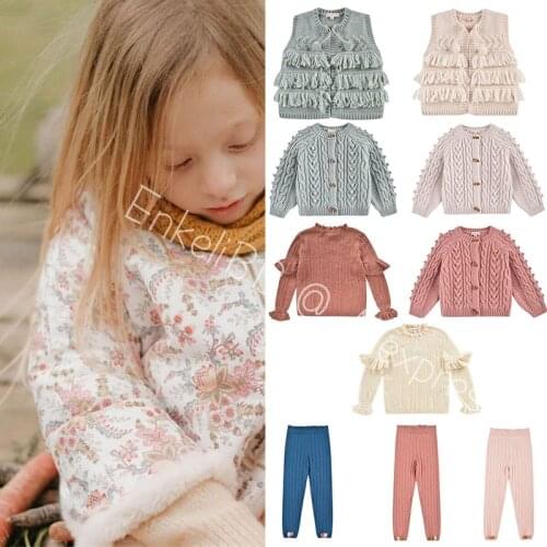 EnkeliBB Beautiful Vintage Style Children Girls Winter Jumer Flower Pattern Knit Sweaters Toddler Girl Winter Tops Sweaters