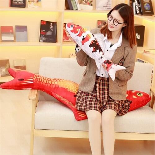 Fancytrader Realistic Soft Fish Toy Stuffed Good Lucky Red Fish Animals Plush Doll 130cm 51inch 6 Models