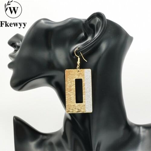 Fkewyy Fashio Earrings For Women 2021 Luxury Designer Jewelry Gothic Accessories Geometry Dangle Earring Rectangl Punk Jewelry
