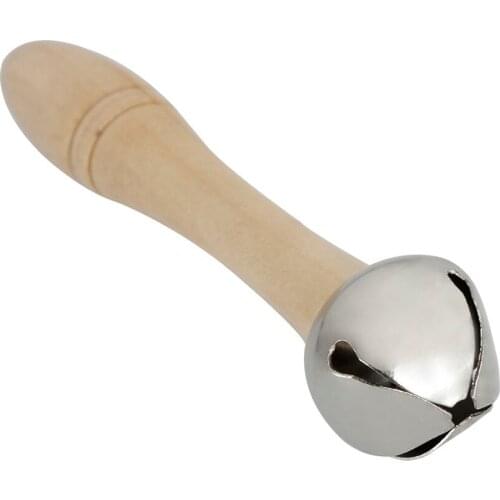Good Quality Single Jingle Bell Handbell with Wood Handle Musical Toy for Toddlers Kids Children