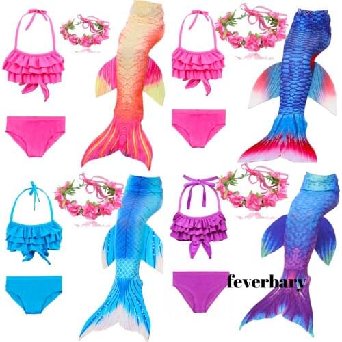 Swimming Mermaid Tail Summer Swimsuit Bikini Mermaid Dress for Girls Children Dress Costume Cosplay Kids Bating Suit