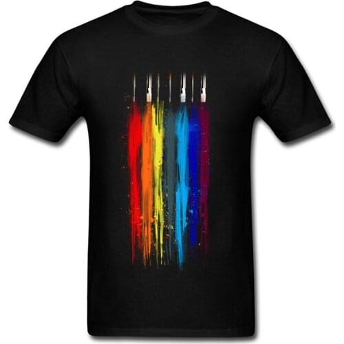 Hot New Trends 2018 Men T-Shirt Colors Of The Rainbow Paint Abstract Picture Tshirt For Student Art Doodle Drawing T Shirt