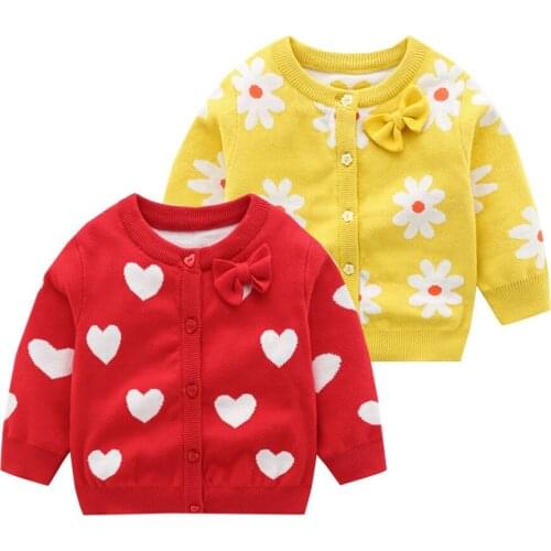 2020 New Autumn Newborn Cardigan Knitted Baby Girl Clothes Cute Kid Sweater Coats Long Sleeve Button Tops For 0-24M