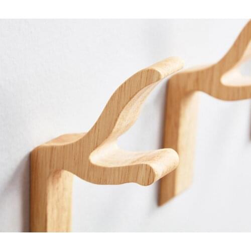 New Natural Wooden Coat Hook Study Wall Mounted Clothes Scarf Hat Bag Storage Hanger SCI88