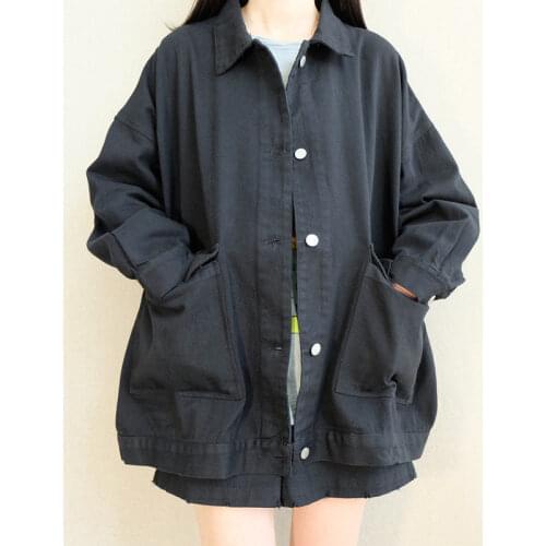 Korean Japanese work coat female student autumn new style Hong Kong Style versatile loose solid color long sleeved jacket