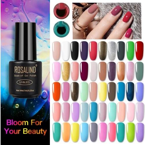 ROSALIND 7ML 01-30 Semi Permanent Soak Off Salon UV Nail Gel Polish Nail Art Lacquer Top Base Coat Needed Gel Varnishes